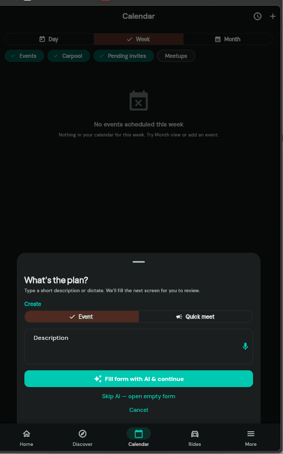 Event create / RSVP sheet